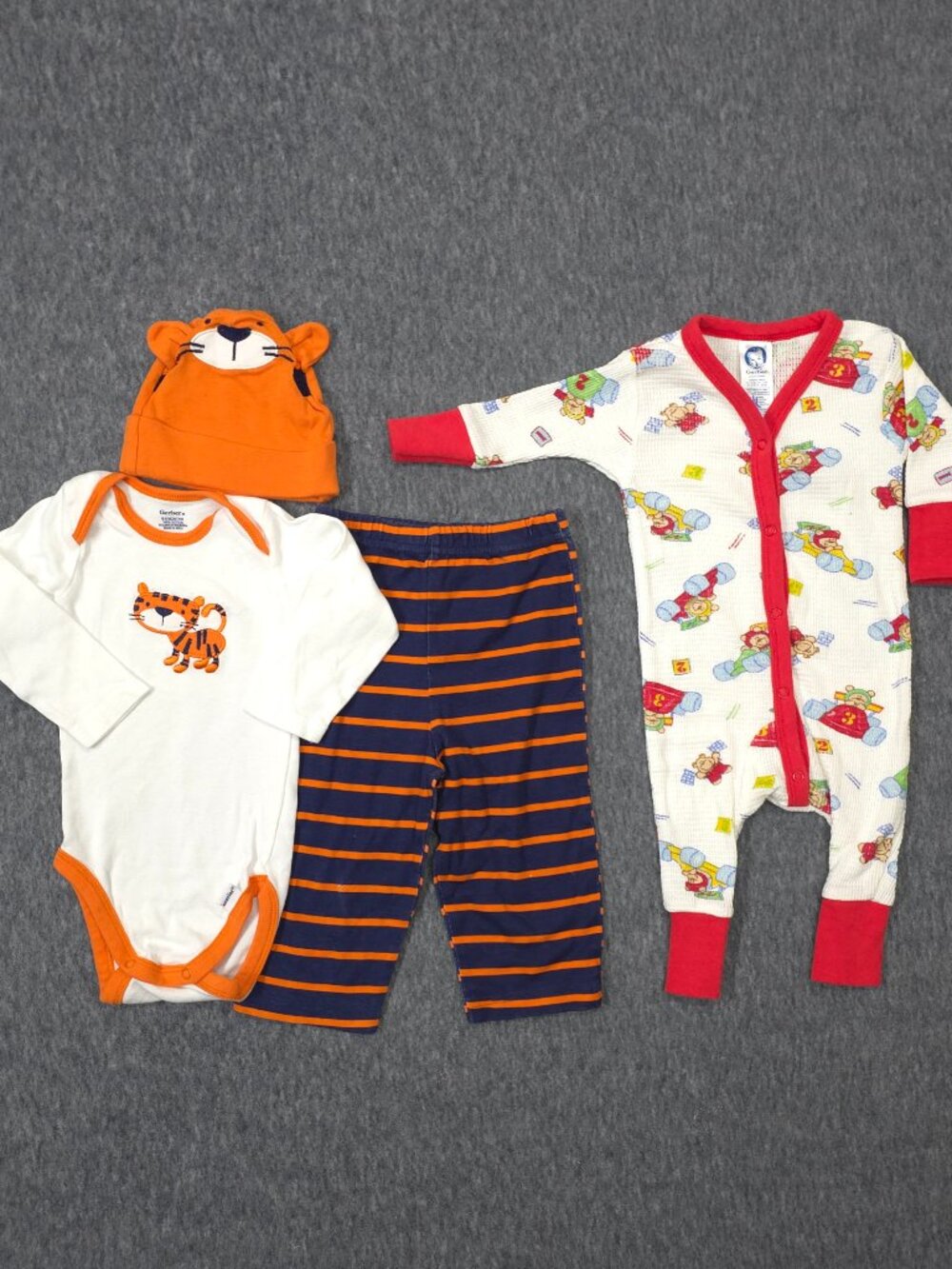Gerber Baby 6M 6-9M Tiger Outfit Romper Pants Hat 4 Piece Bundle